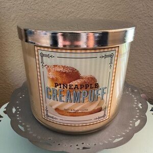 Brand New Bath and Body Works Pineapple Creampuff 3 Wick Candle 14.5 Oz
